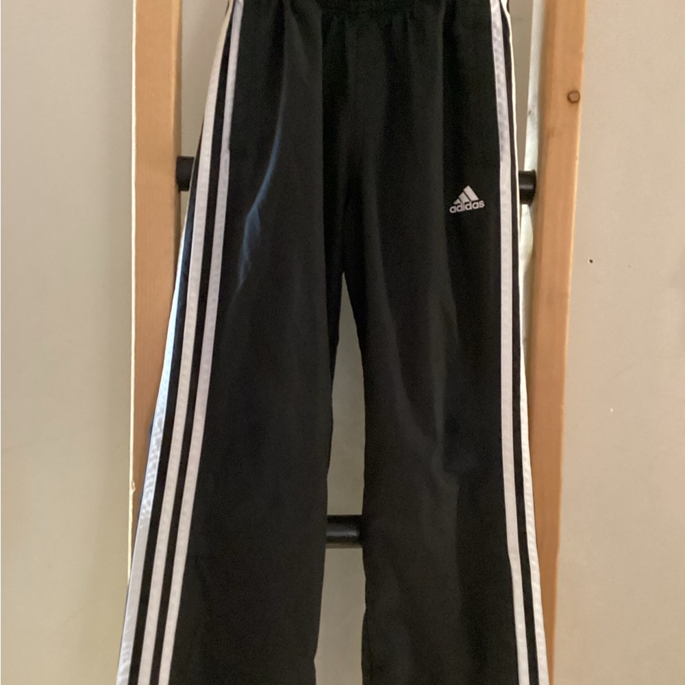 Adidas Kids Black Joggers with White Stripes